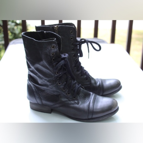 Steve Madden Troopa Black Combat Boots - Picture 9 of 12